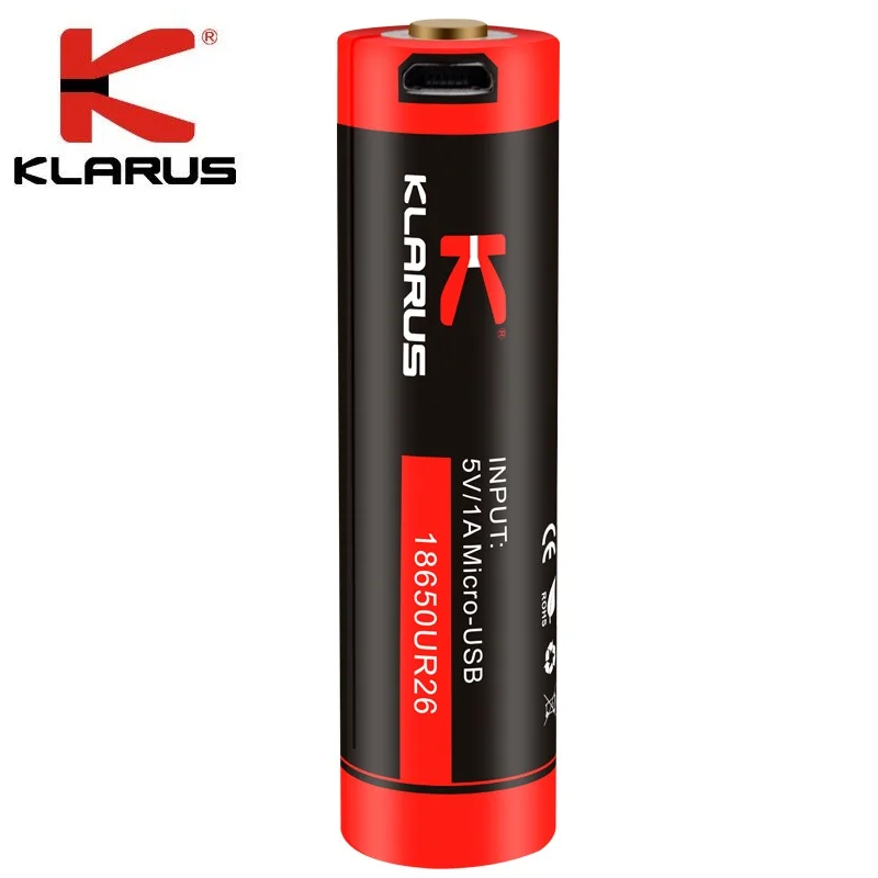 Новая Klarus многоуровневая защита 18650 2600 мАч 3.6В литий ионная батарея с зарядкой Micro