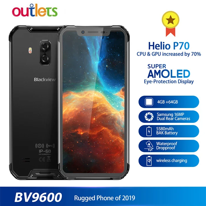 Blackview BV9600 Водонепроницаемый смартфон с 5 дюймовым дисплеем процессором Helio P70 ОЗУ 4