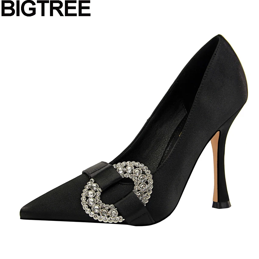 BIGTREE/высококачественные женские туфли-лодочки на высоком каблуке с острым носком