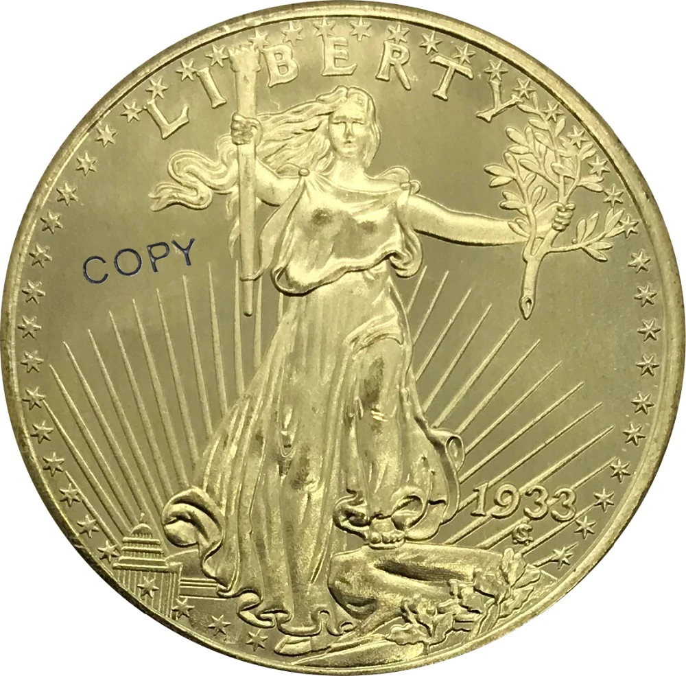 Коллекционная латунная монета 20 долларов США 1933|Безвалютные монеты| |