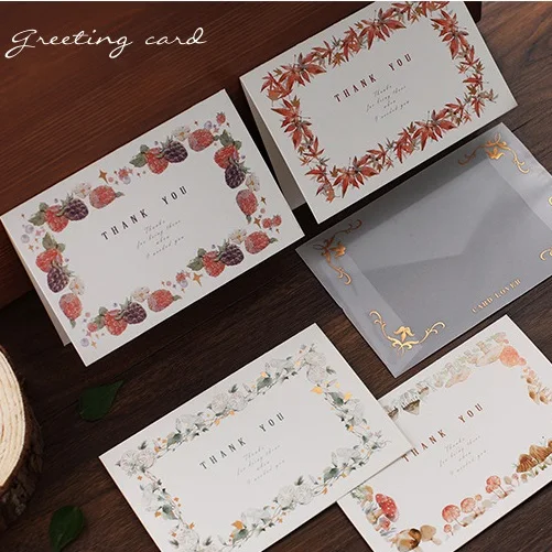 

4set gold flower frame thank you design Card with envelope greeting card party invitation DIY Decor gift party card