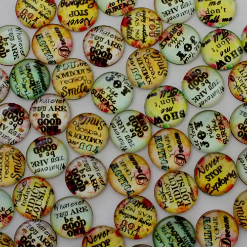 

12mm Mixed Style letter Round Glass Cabochon Dome Jewelry Finding Cameo Pendant Settings 50pcs/lot (K03043)