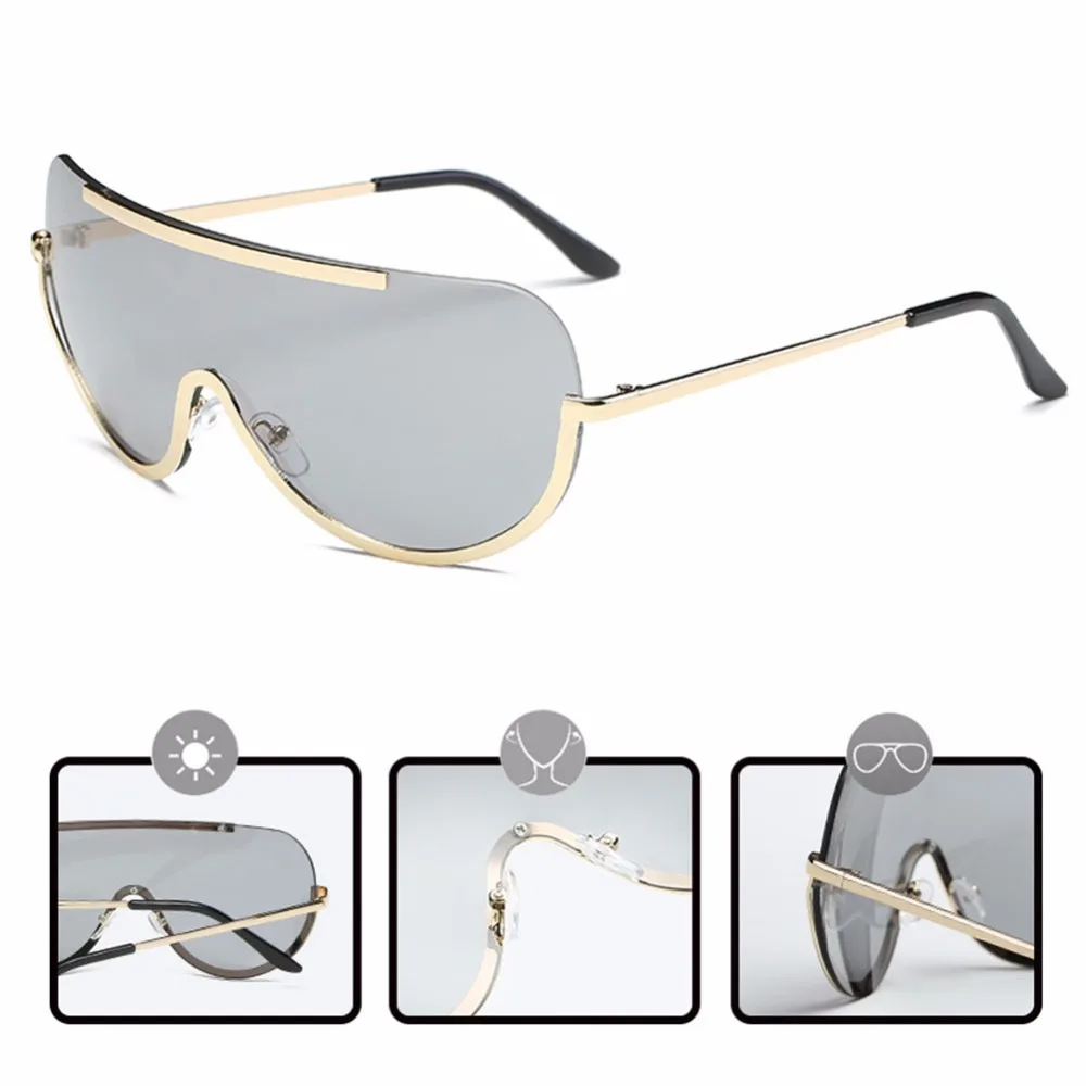 Цельные УНИКАЛЬНЫЕ Солнцезащитные очки с запахом женские крутые оверсайз