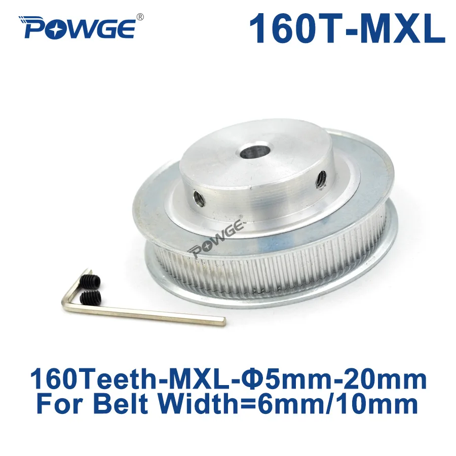 POWGE дюймов трапециевидная 160 зубы MXL Зубчатый шкив Диаметр 8/10/12 мм для шириной 6 10