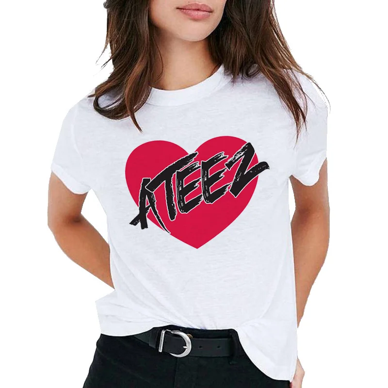 Ateez, 90 s, футболка, топ, футболки, женские, хип-хоп, kawaii, футболка,, Корейская одежда, harajuku ulzzang, футболка, повседневная, Корейская - Цвет: 2114