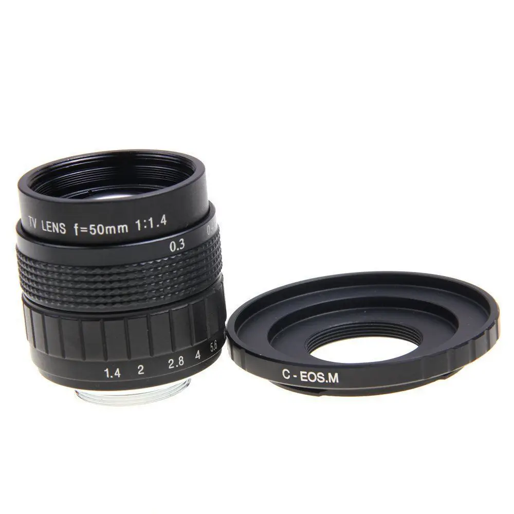 Объектив для видеонаблюдения F1.4 50 мм + Крепление C Canon EOS M M2 M3 M5 M6 M10