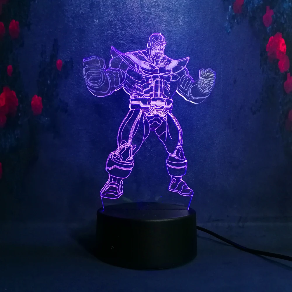 3D Marvel Movie Super Hero Thanos Ночной светильник 7 цветов игрушка для смены мечты мальчика