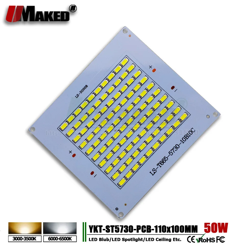 

10pcs LED pcb floodlight pcb plate 50W 110*99 5000-5500lm aluminum heat sink with SMD5730 Light Source for outdoor lighting diy