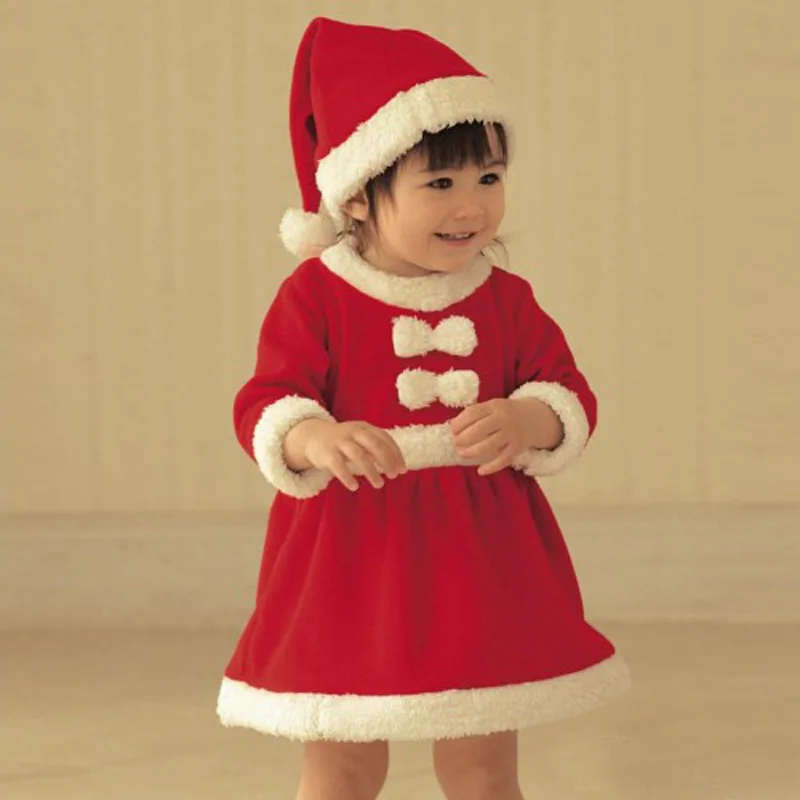 

Kids Dress Children Fashion Baby Girls Christmas Red New Year Clothes Toddler Babe Solid Cute Europe and America Princess Dress