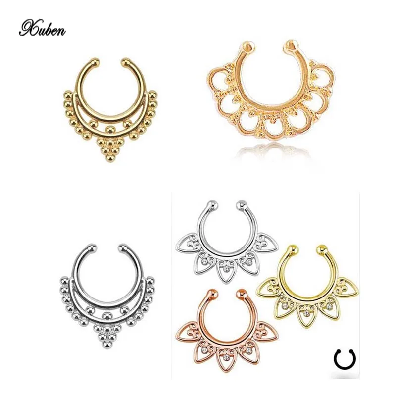 Новинка 316L тианиевые лепестки цветка кликер Нос Обруч Кольца Пирсинг тела