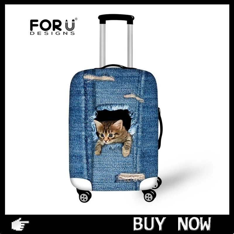 FORUDESIGNS/спандекс, аксессуары для путешествий, милые животные, черная кошка, собака, принты, водонепроницаемый дождевик для 1"-30", Чехол для костюма, чехол для багажника