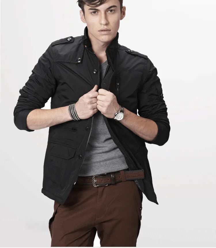 Мужской Длинный плащ парка ветронепроницаемый теплый большого размера для