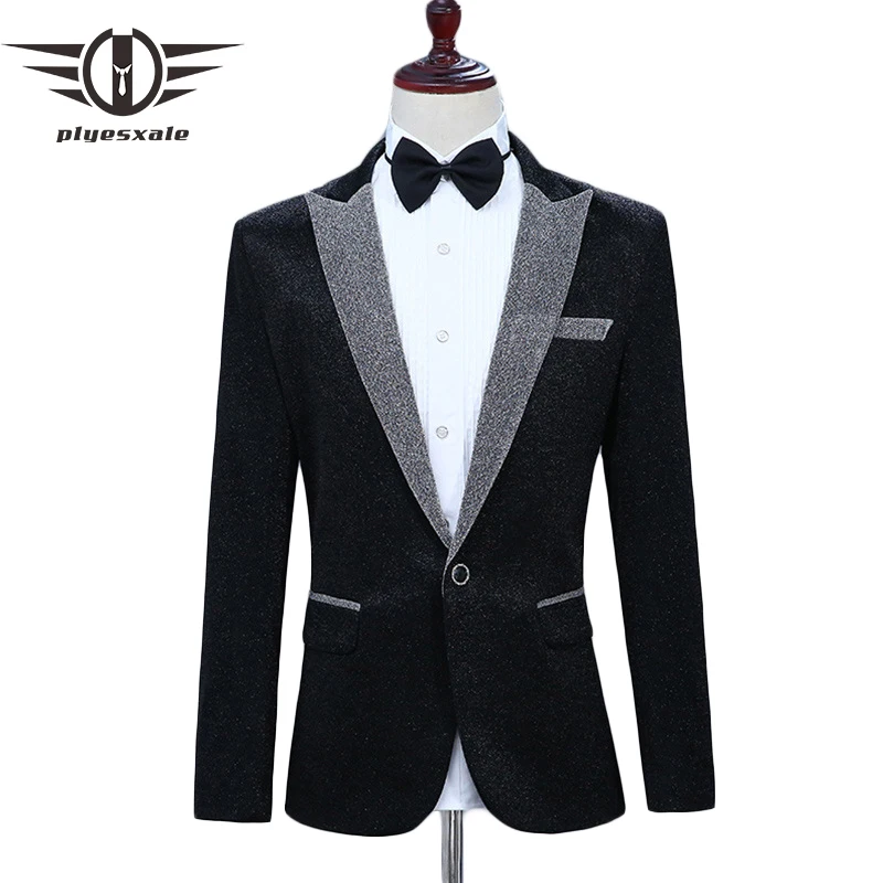 Plyesxale Блейзер Для мужчин 2018 Slim Fit вечерние спортивные пиджаки для выпускного