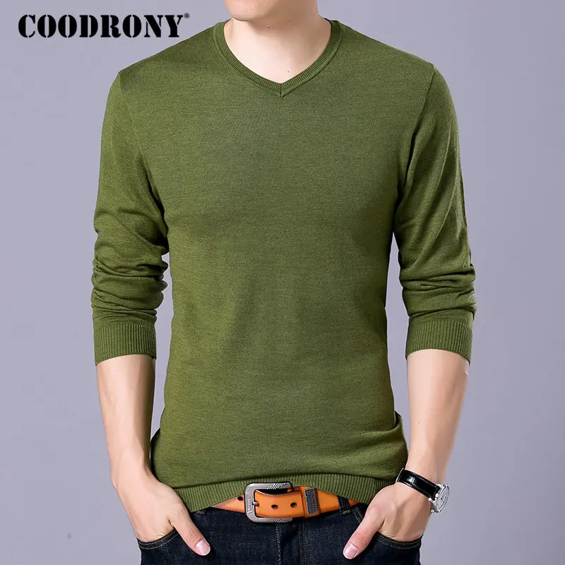 COODRONY Brand Sweater Men Knitwear Pull Homme Streetwear Classic Casual V-Neck Pullover Men Autumn Winter Woolen Sweaters 91054