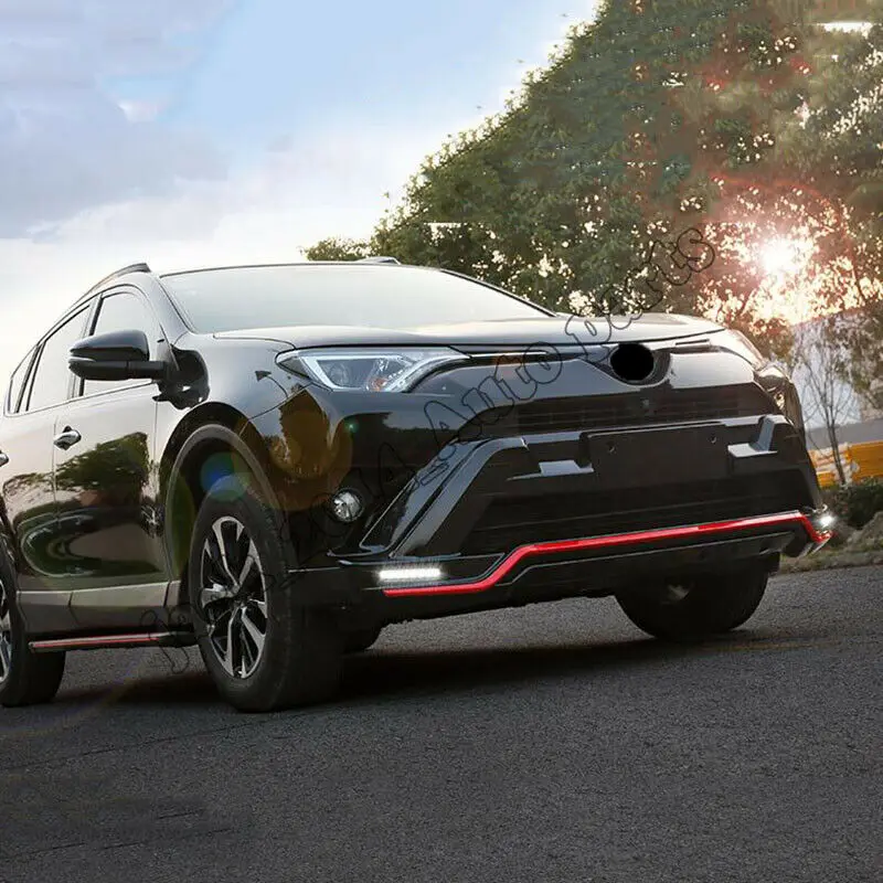 Подходит для Toyota RAV4 2016 Красный передний бампер с светодиодный светильник и