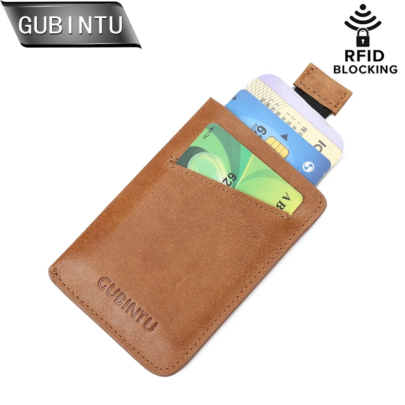 Кошелек клатч из натуральной кожи GUBINTU RFID компактный кошелек для мужчин и женщин