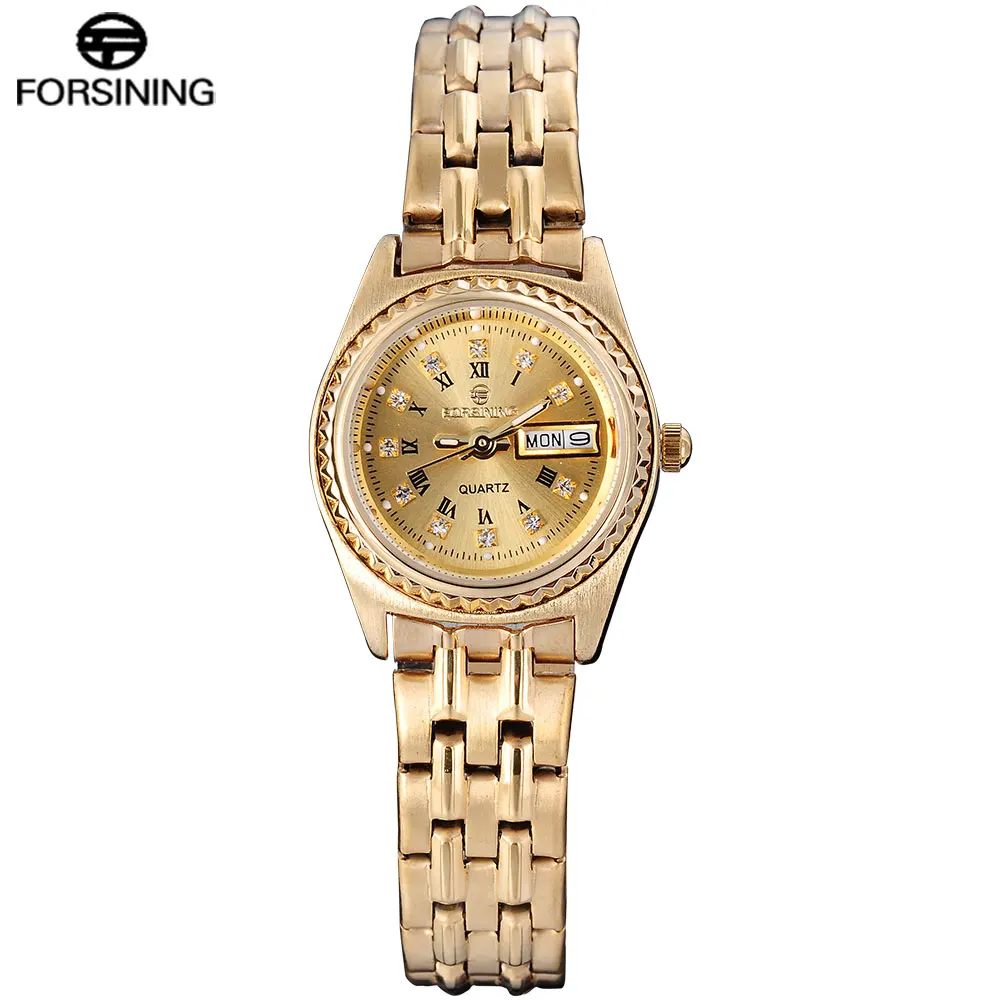 

FORSINING женские часы, кварцевые часы, Автоматическая Дата, полный календарь, ремешок из нержавеющей стали, цветные часы, Relogio Masculino