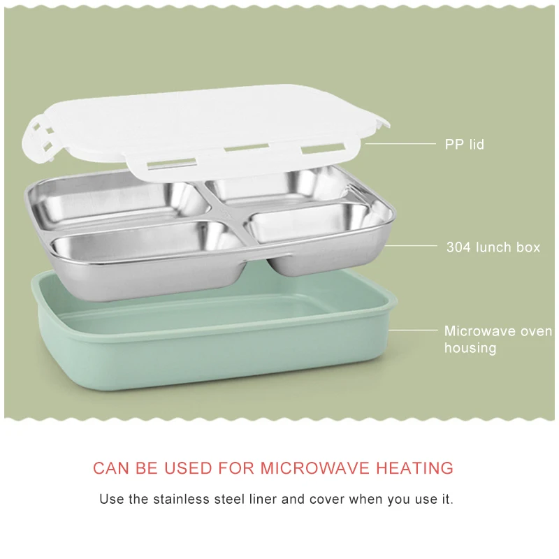 ULKNN Ланч бокс из нержавеющей стали с пятью внутренними панелями