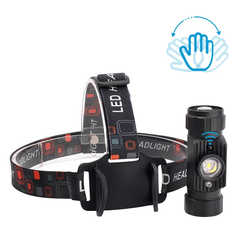 Мини XM L2 налобный фонарь светодиодная заряжаемая лампа ИК датчик фара фонарик