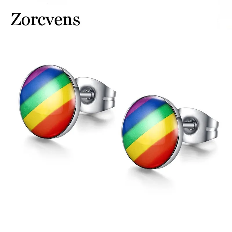ZORCVENS 2020 новые из нержавеющей стали Радуга гей серьги гвоздики