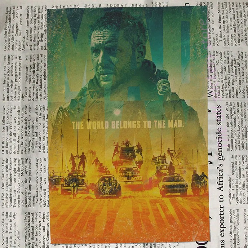 Винтаж плакат Безумный Макс Дорога ярости Том Харди Шарлиз Терон постер фильма