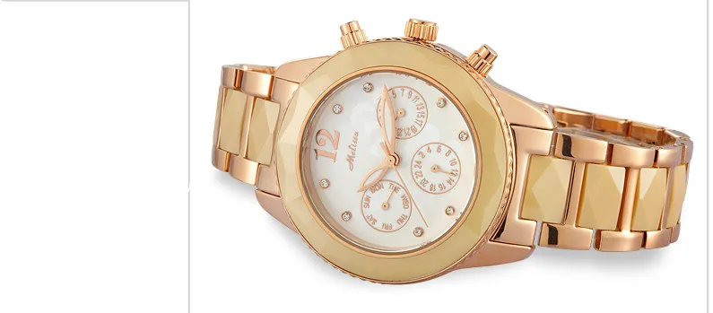 Женские Элегантные керамические часы MELISSA деловые наручные с 3 глазами браслет