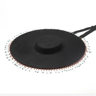 sequins tassels Новая модная черная шерстяная фетровая шляпа с большими полями шириной 15 см с кисточками в виде ракушек Женская винтажная плоская шляпа с плоским верхом - Цвет: sequins tassels