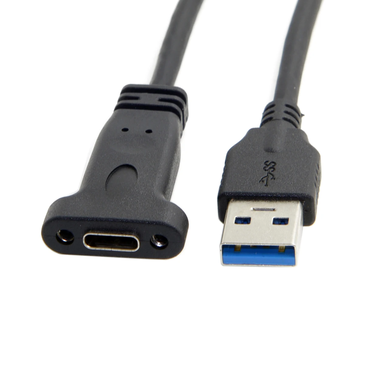 

CY 20cm USB 3.1 Type C USB-C Female to USB 3.0 A Male Data Cable with Panel Mount Screw Hole