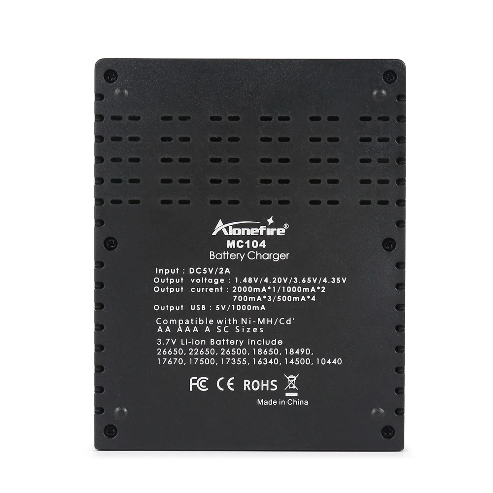 Зарядное устройство USB AloneFire MC104 1 2 в 3 7 85 В AA/AAA 18650 26650 14500 16340 умное зарядное для