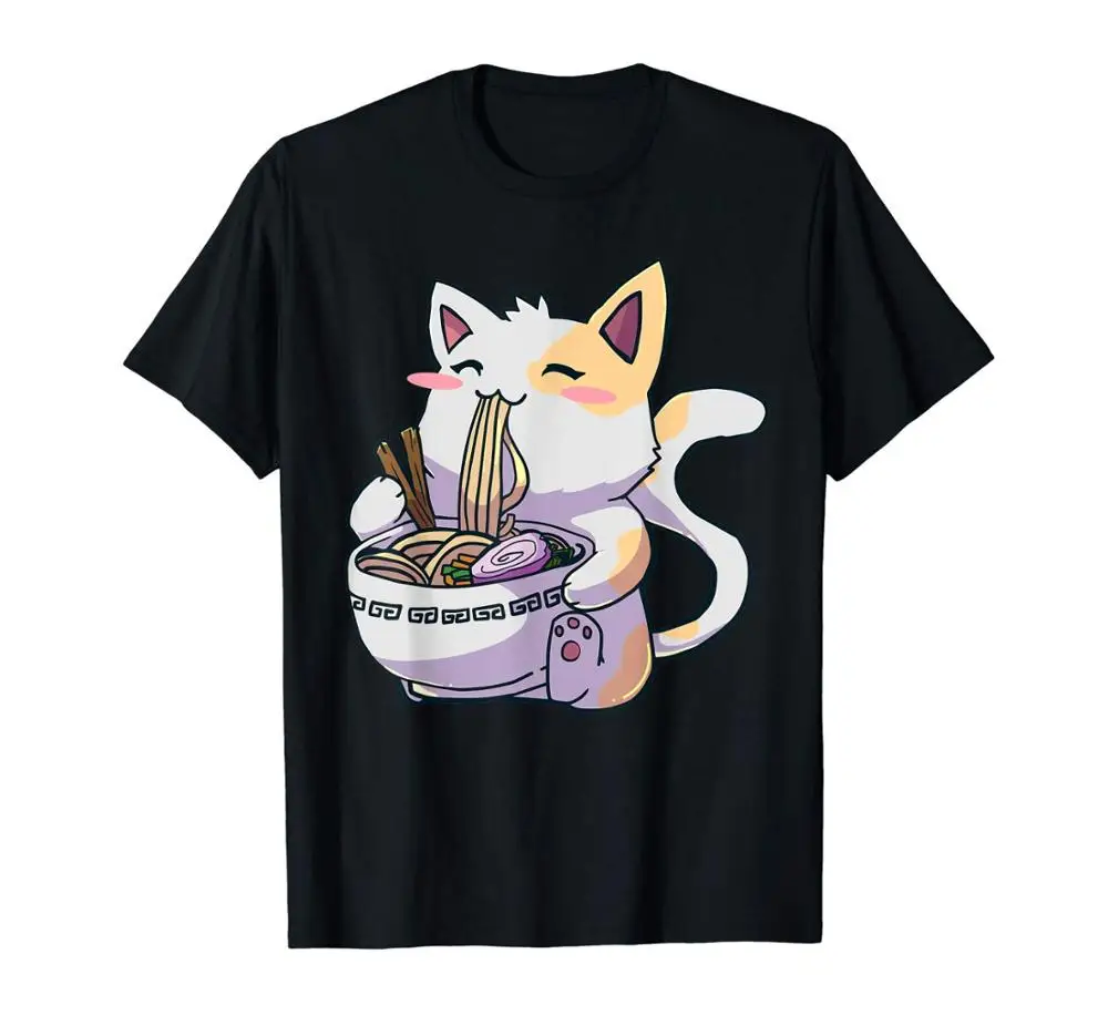 

Ramen T-Shirt Cat Tshirt Kawaii Anime Tee Japanese Gift Men 2019 Summer Tees Shirt Tops Tees Plus Size T-Shirt