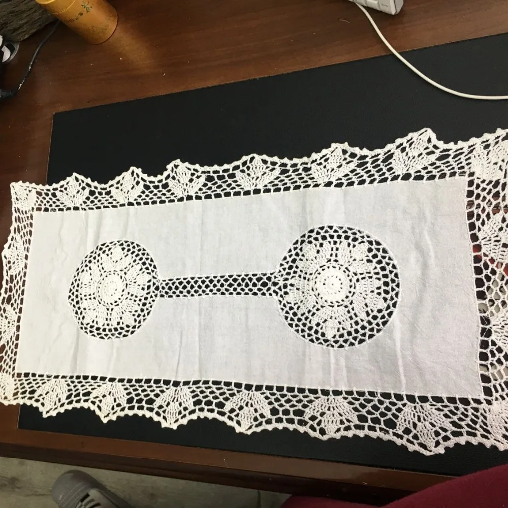 

cotton Table Runner White embroidered tea lace table cloth cover towel home Christmas tablecloth placemat