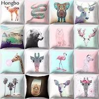hongbo 1 pcs home decor vintage cushion cover christmas elk elephant lion giraffe snake garden unicorn pillowcase cover