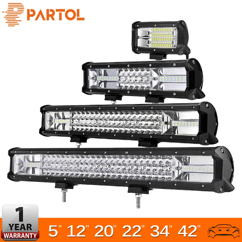 Partol 5 &quot12&quot 16 &quot20&quot 22 &quot34&quot 42 &quotTri ряд Светодиодный свет бар Combo Луч 6000 К