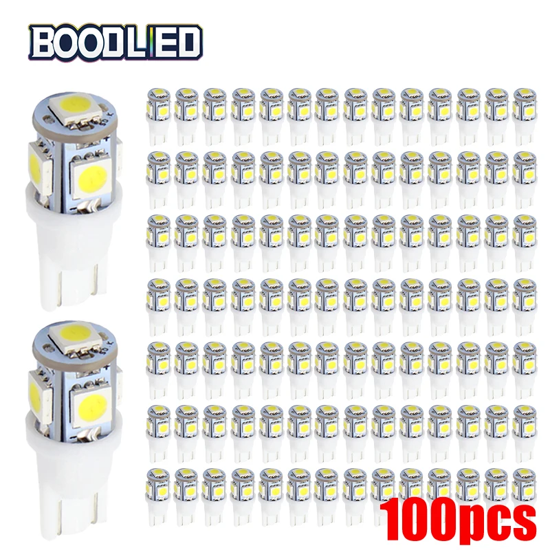 So.k 100Pcs T10 W5W LED Bulb 5 SMD Super White 194 168 w5w Led Parking Auto Wedge Clearance Lamp Car DC 12v | Автомобили и