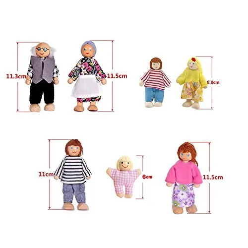 

Baby toys Wooden Dolls Family Miniature Set DIY Crafts Doll toys Family Role Play doll toy home decor toys for children