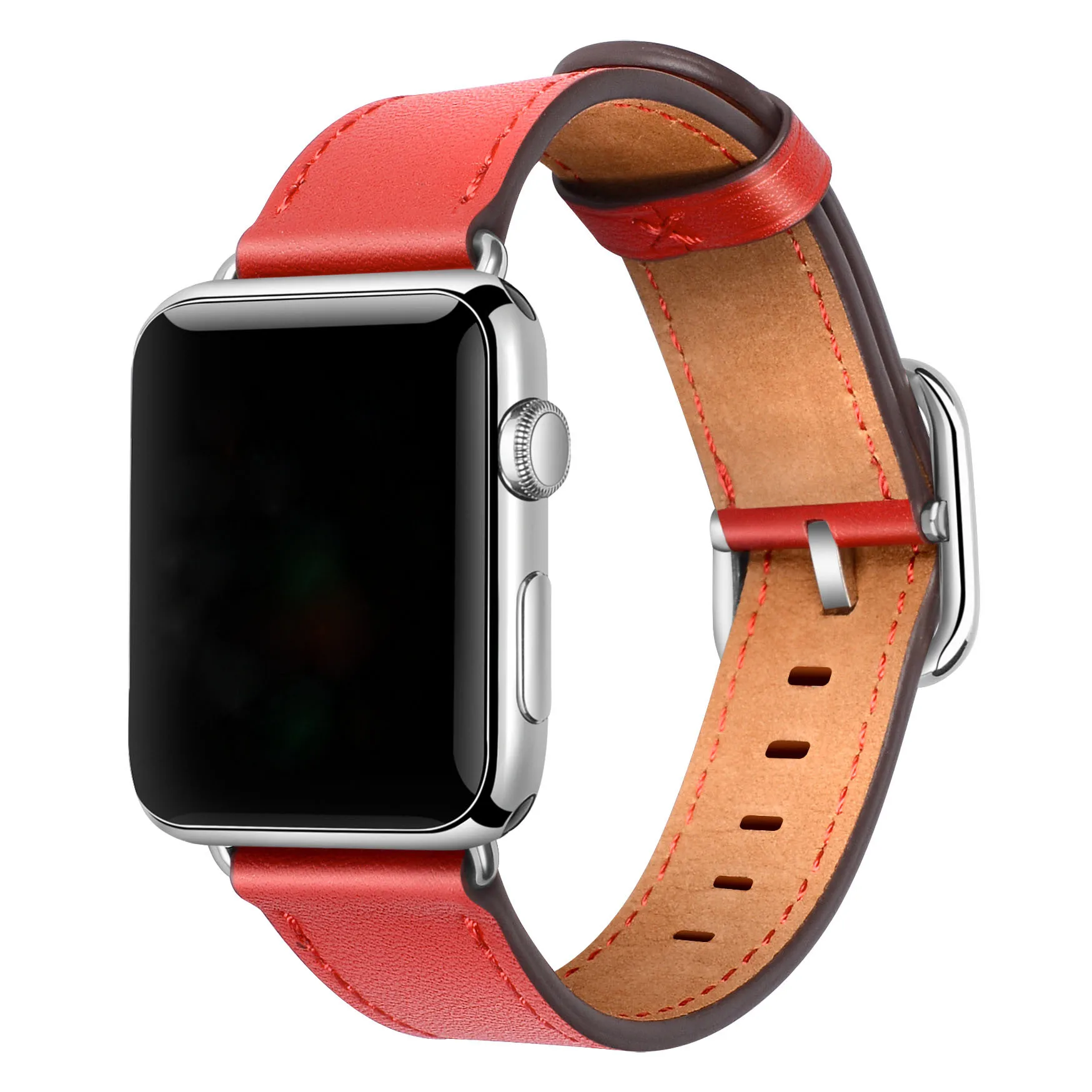 Высококачественные однотонные часы из натуральной кожи ремешок для Apple Watch