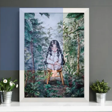 

Forest girl nature cross stitch kit DMC brand thread animal dog count canvas fabric embroidery handmade needlework craft