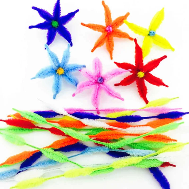 100Pcs/lot DIY Chenille Stem Crafts Kids Handmade Handicraft Twist Rod Braiding Wire Children Kid Plush Educational Toys | Игрушки и