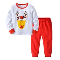 2018 autumnwinter new pyjamas kids christmas deer printed red trousers christmas thermal underwear for boys two pieces sets