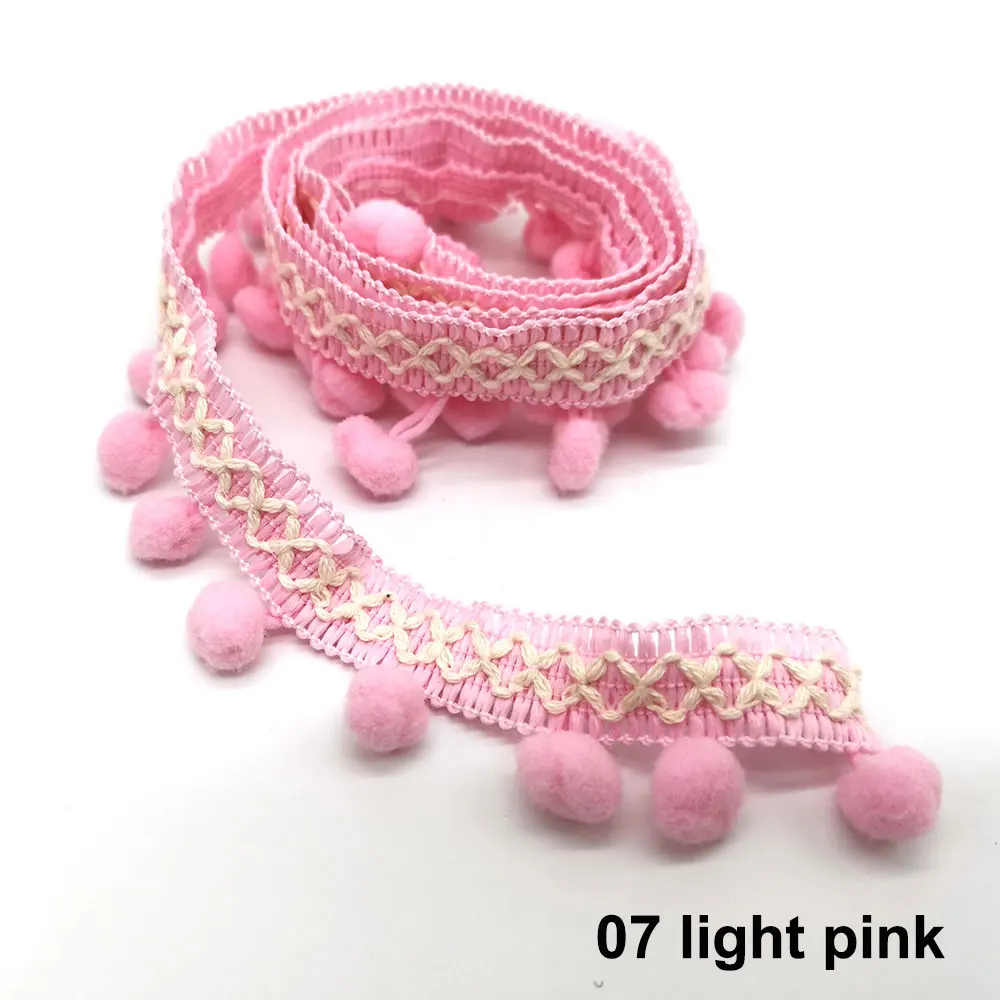 07 light pink 5 ярдов, отделка помпонами, кружевная ткань для шитья, аксессуары для шитья, отделка помпоном, кисточка, шаровая лента с бахромой, швейное кружево для рукоделия, материал одежды - Цвет: 07 light pink