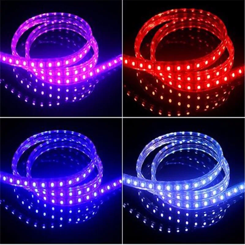 Водонепроницаемая Рождественская Светодиодная лента 220 В 16 цветов RGB с низким энергопотреблением Высокая яркость 60 светодиодный/м IP65 водонепроницаемая светодиодная лента 5050