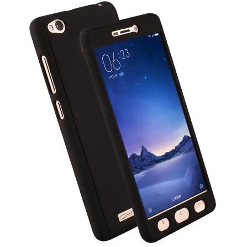 black 360 градусов Защитный чехол для Xiaomi Redmi 3 s закаленное Стекло спереди и длинное сзади чехол для всего тела на Xiomi Redmi 3 s Pro Prime чехол сумка - Цвет: black