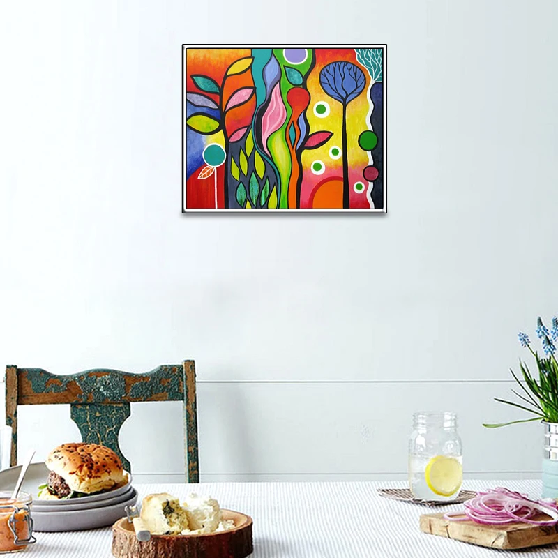 Алмазная вышивка 5D DIY полная дрель круглая картина абстрактная Красочная дерева