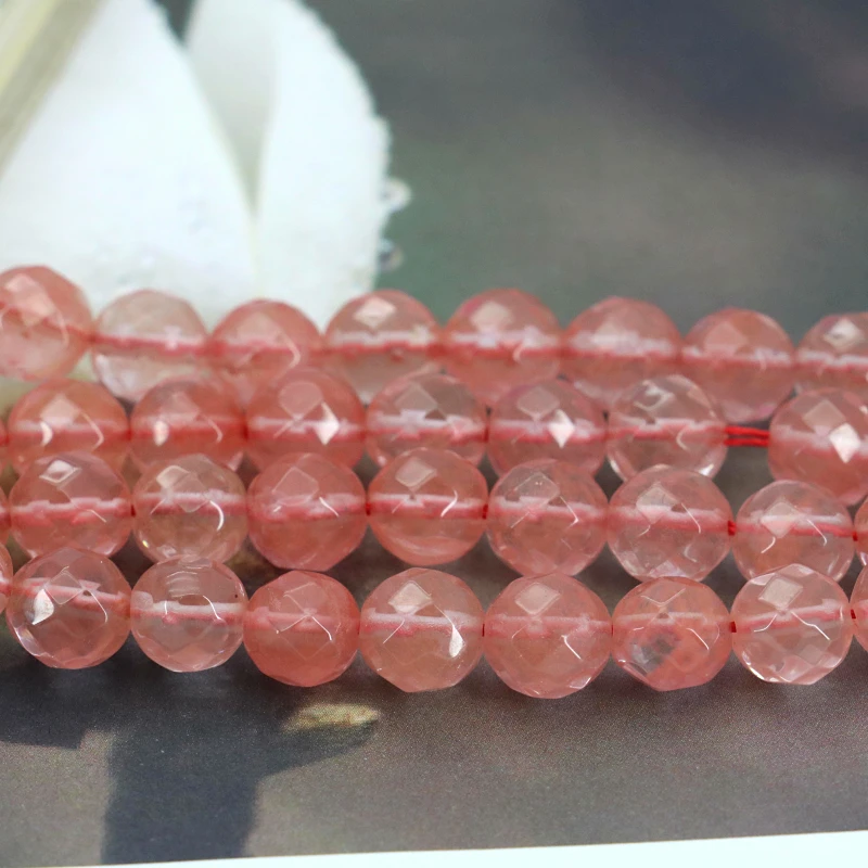 

Faceted Pink watermelon tourmaline 8mm round loose beads 15" 2pc/lot DIY women jewelry making wholesale