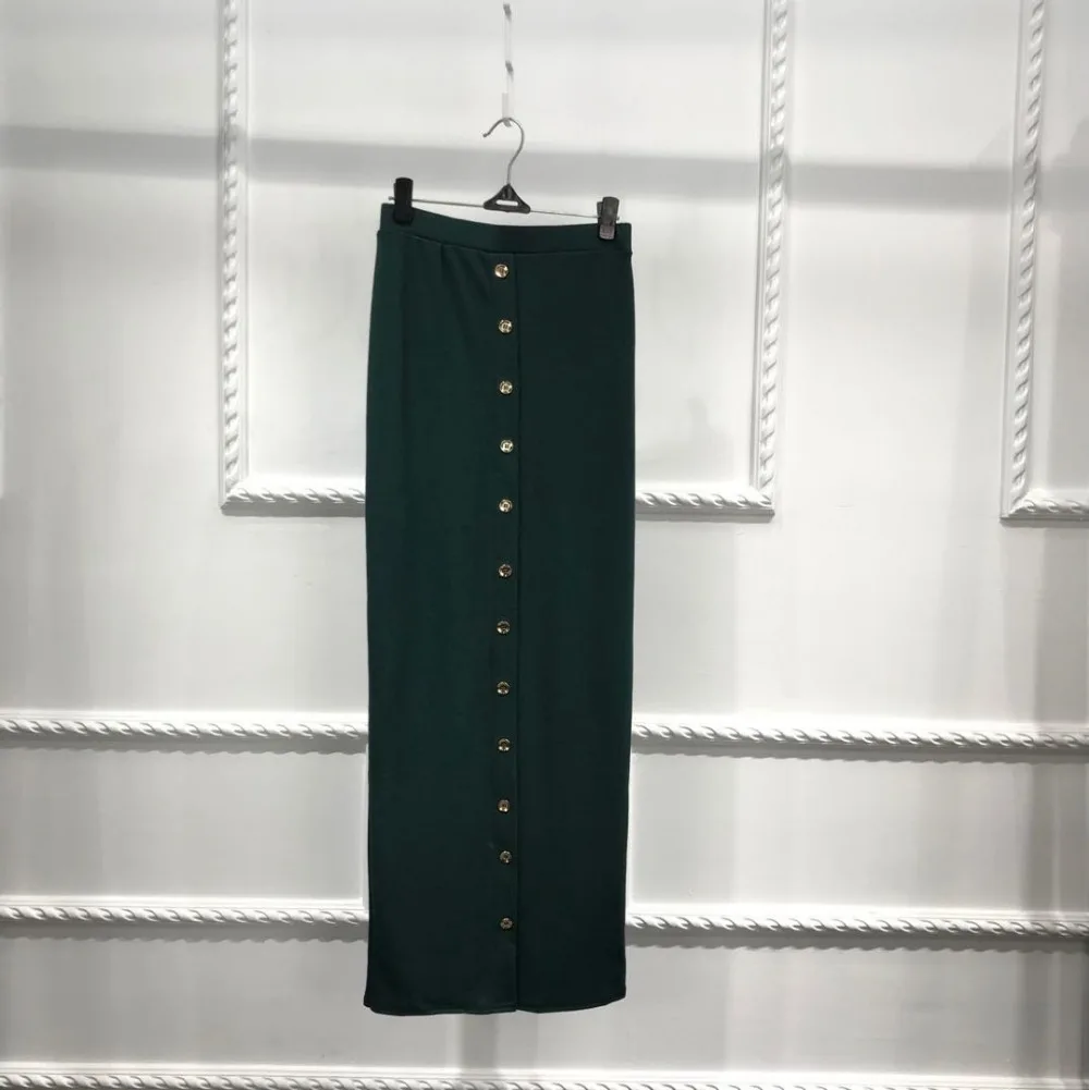 Green Мусульманское платье, шикарная женская юбка, длинные юбки, Вязаная хлопковая юбка-карандаш, Рамадан, вечерние костюмы, Исламская одежда - Цвет: Green
