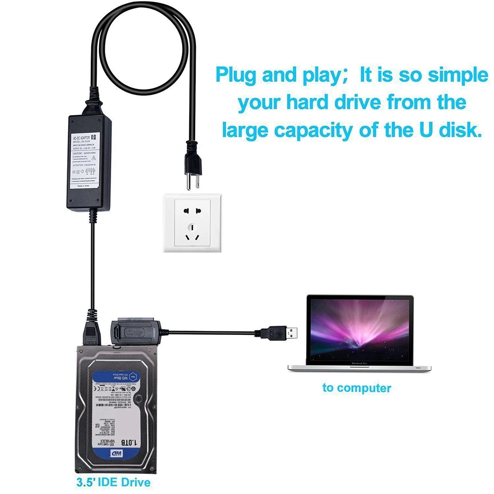 SATA/PATA/IDE к USB 2 0 адаптер конвертер кабель для 5/3 5 дюймовый жесткий диск|Кабели USB| |