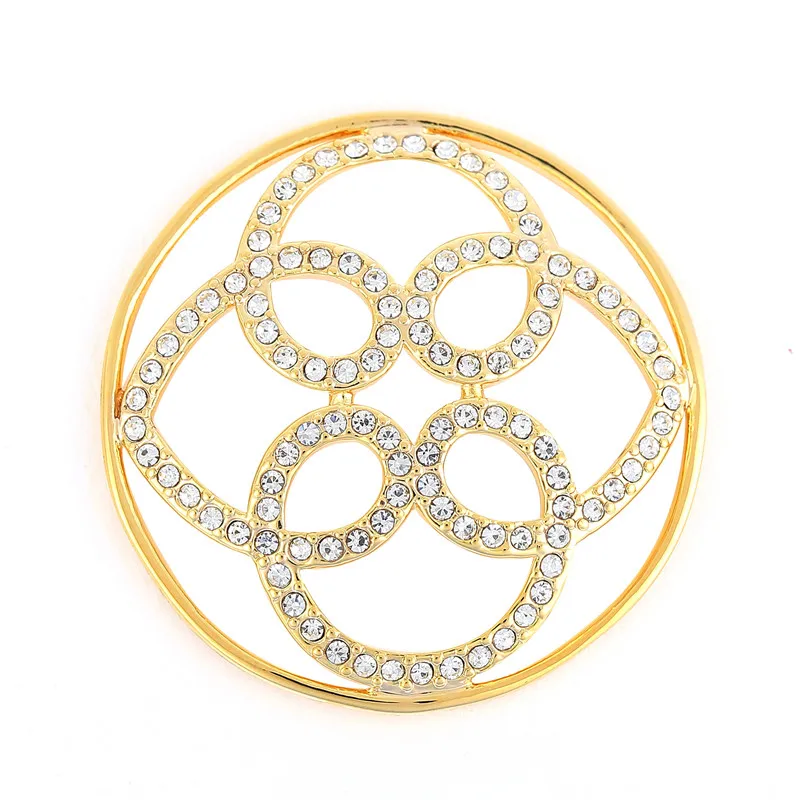 Somsoar Jewelry Hot Sale 3D Gold Coin Disc with crystal fit thin coin holder frame pendant 1pcs sale | Украшения и аксессуары