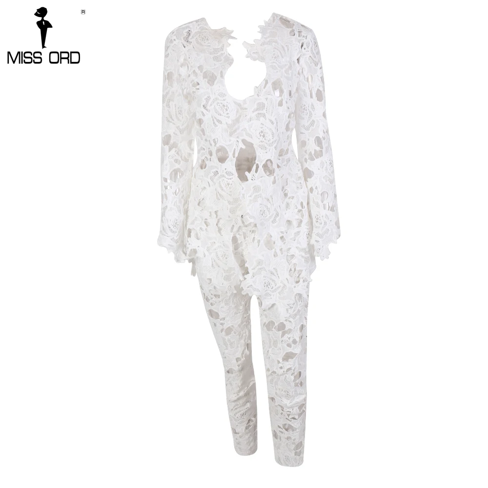 Женский кружевной комплект MISSORD повседневный из двух предметов с длинным рукавом