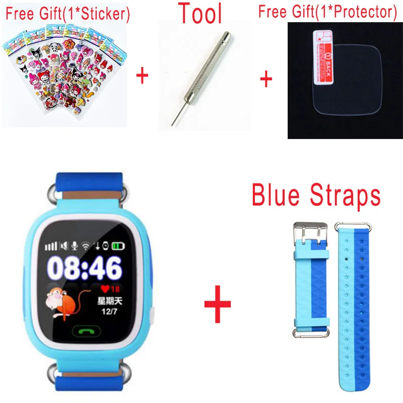 Blue add Strap Gps Q90 Детские умные часы для малышей, часы SOS, вызов, gps, Wi-Fi, трекер местоположения, Детские Безопасные умные часы с защитой от потери - Цвет: Blue add Strap