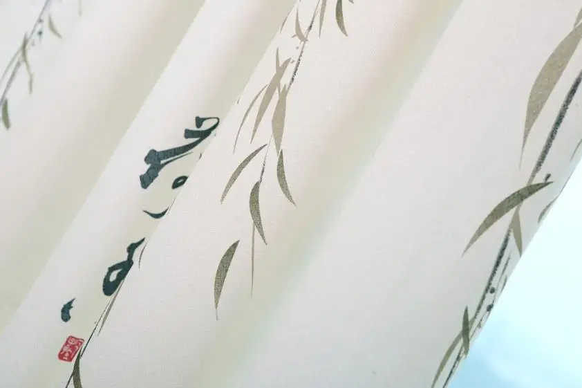 Занавески для спальни гостиной высокое качество листья лотоса бязь готовая
